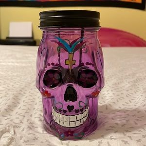 Sugar skull tea light candle holder